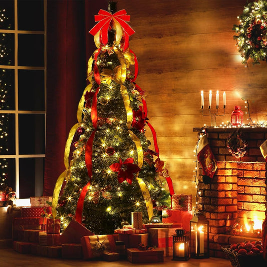 Árbol Navideño Plegable Decorado 1.50 m con Luces – Listo para Armar