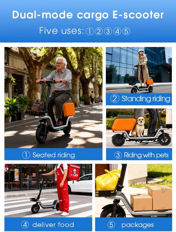 🛴 Scooter Eléctrico S20 Cargo con Asiento y Canasta