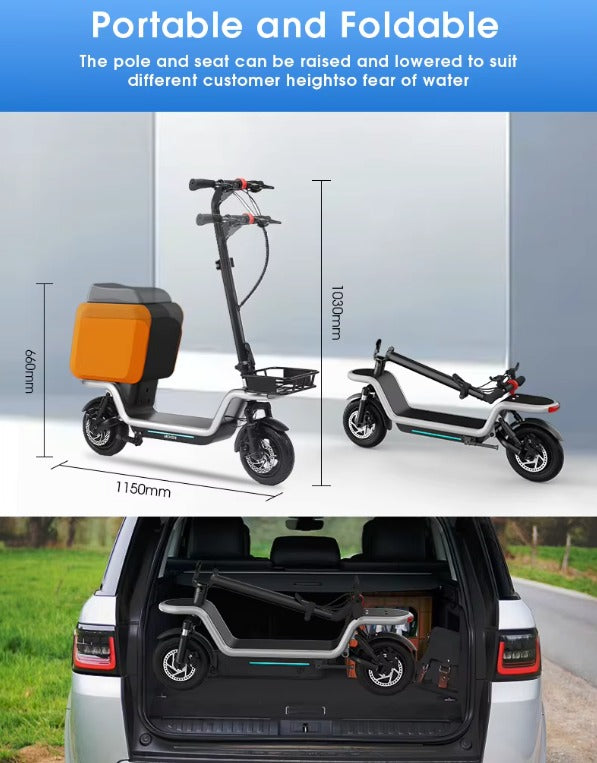 🛴 Scooter Eléctrico S20 Cargo con Asiento y Canasta