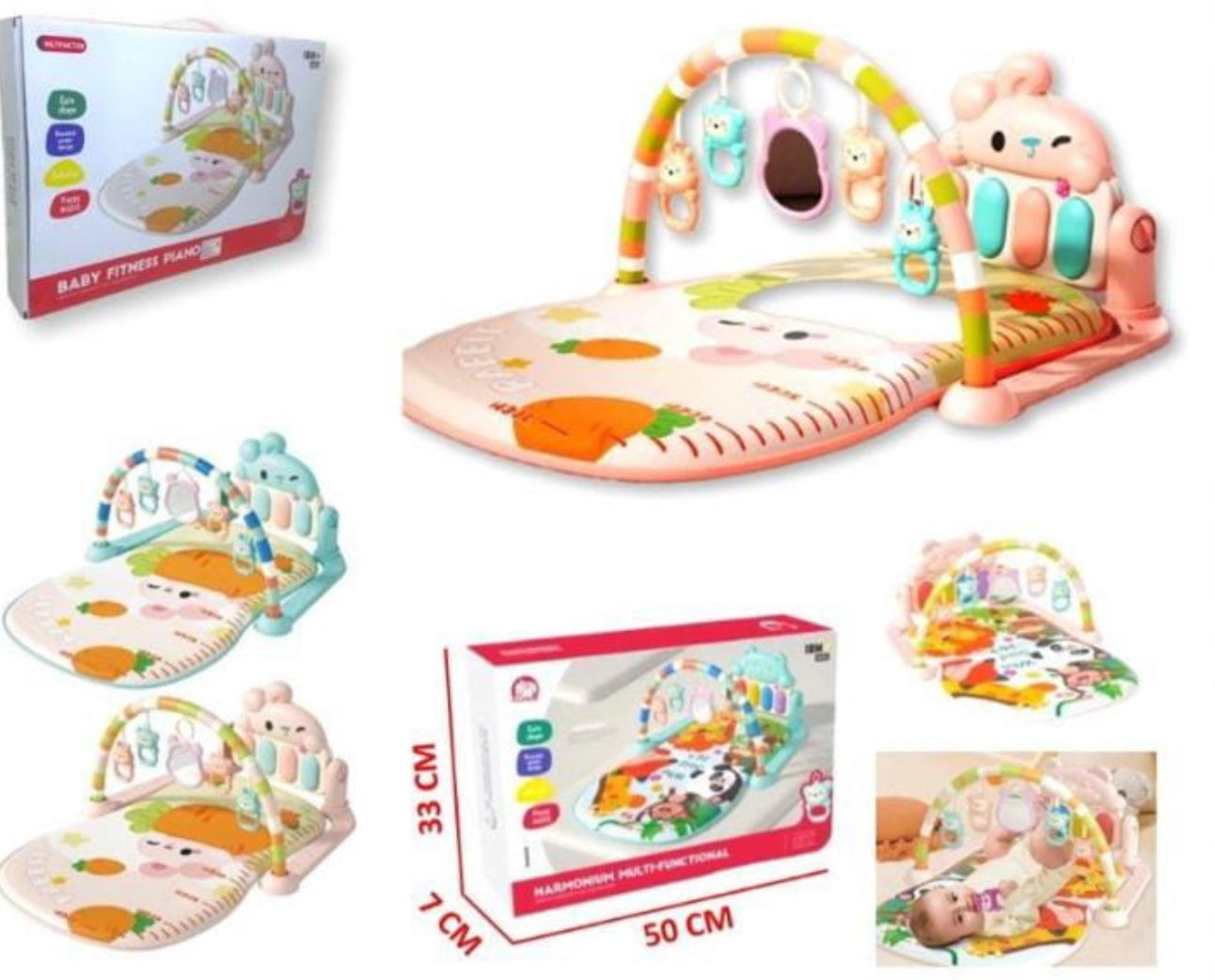🎵 Gimnasio Musical para Bebé Rosado – Piano Fitness Multifuncional
