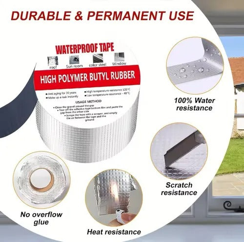 Cinta de Butilo Impermeable Premium 7.5 cm x 2.5 m – Sellado Profesional y Duradero 💧