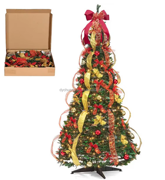 Árbol Navideño Plegable Decorado 1.50 m con Luces – Listo para Armar